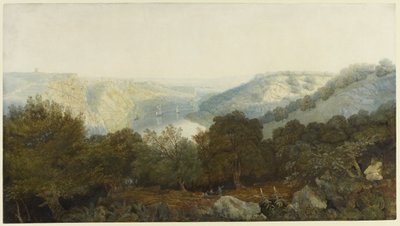 Avon Gorge with Clifton and the Hotwells, Bristol, ca. 1820 (wc og kroppsfarge over grafitt på vevd papir) av Francis Danby