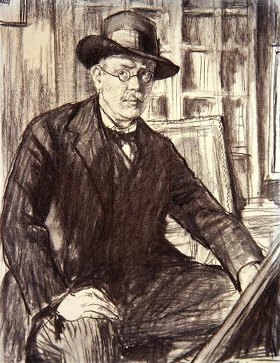 Selvportrett (kull på papir) av Francis Dodd
