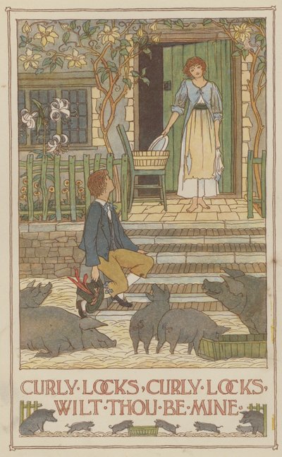 Krøllete lokker, krøllete lokker, vil du være min (fargelitografi) av Francis Donkin Bedford