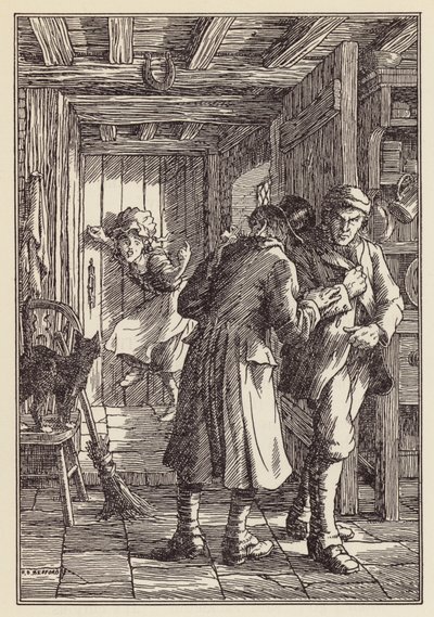 Illustrasjon til Sirissen på ildstedet av Charles Dickens (fargelitografi) av Francis Donkin Bedford