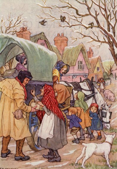 Illustrasjon til Sirissen på ildstedet av Charles Dickens (fargelitografi) av Francis Donkin Bedford