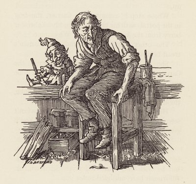 Illustrasjon til Sirissen på ildstedet av Charles Dickens (fargelitografi) av Francis Donkin Bedford