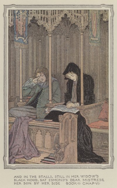 Illustrasjon til Henry Esmonds historie (fargelitografi) av Francis Donkin Bedford