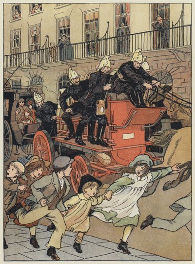 London: En brannbil (fargelitografi) av Francis Donkin Bedford