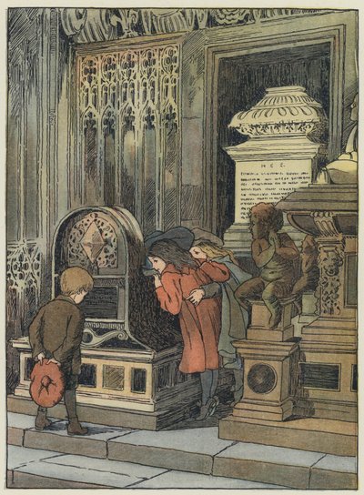 London: Innocents#39; Corner, Westminster Abbey (fargelitografi) av Francis Donkin Bedford