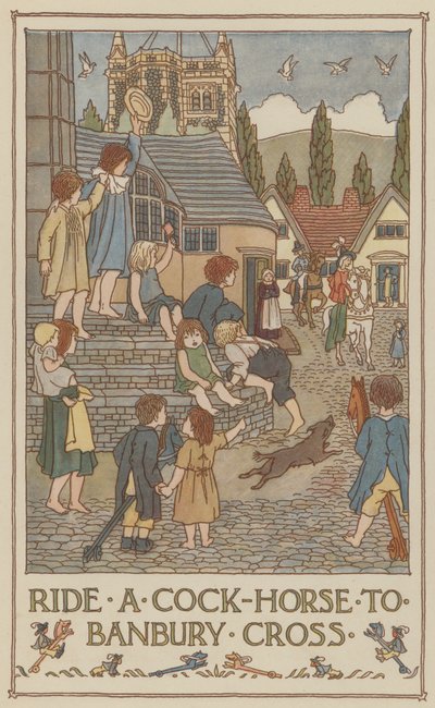 Ri en hanehest til Banbury Cross (fargelitografi) av Francis Donkin Bedford
