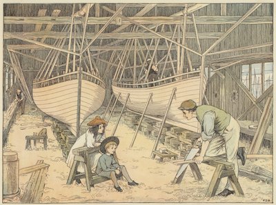 Skipsbygger (fargelitografi) av Francis Donkin Bedford