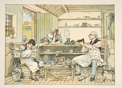 Skomakeren, fra Fire og tjue arbeidere, utgitt 1900 (fargelitografi) av Francis Donkin Bedford