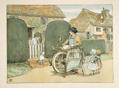 Knivsliperen, fra Fire og tjue arbeidere, utgitt 1900 (fargelitografi) av Francis Donkin Bedford