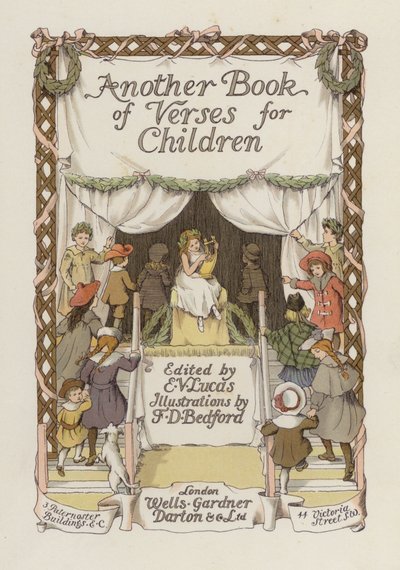 Tittelsideillustrasjon for En annen versbok (fargelitografi) av Francis Donkin Bedford