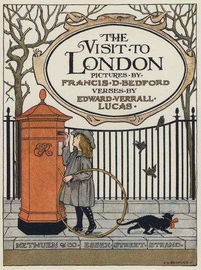 Tittelsideillustrasjon for Besøket i London (fargelitografi) av Francis Donkin Bedford