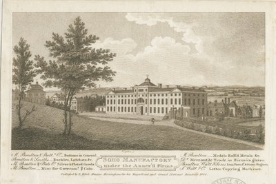 Soho Manufactory: prikkegravering i brunt blekk, og [c 1800] av Francis Eginton
