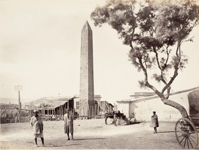 Egyptisk Obelisk, Cleopatras nål, i Alexandria, Egypt, ca. 1870. av Francis Frith