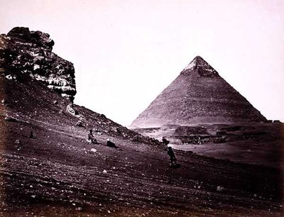 Andre pyramide ved El-Geezah, fra sørøst av Francis Frith