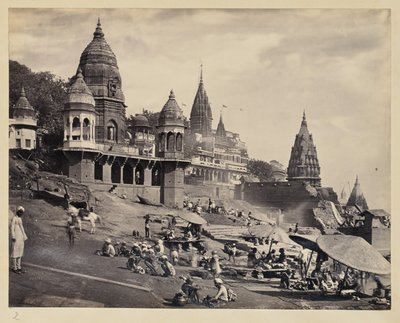 [Ganges elvebredd og Manikarnika Ghat] av Francis Frith and Co.
