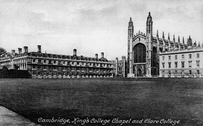 Kings College Chapel og Clare College, Cambridge, Cambridgeshire, sent på 1800-tallet. av Frith and Co