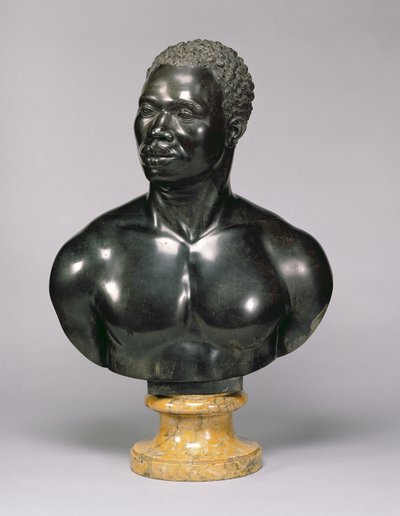 Byste av en mann (svart kalkstein og gul marmor) (se også 281573) av Francis Harwood
