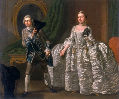'David Garrick og Hannah Pritchard i en scene fra The Suspicious Husband', 1752 av Francis Hayman