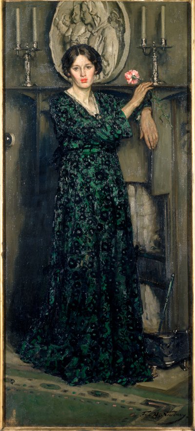 The Lady of the Carnation, ca. 1919 (olje på lerret) av Francis Henry Newbery
