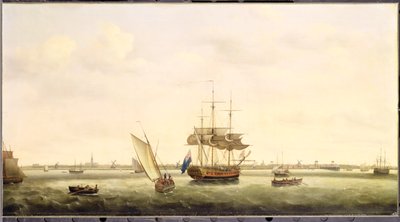 Fregatten 'overraskelse' ved Anchor utenfor Great Yarmouth, Norfolk, ca. 1775 av Francis Holman