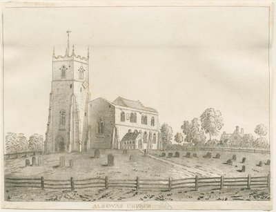 Alrewas kirke: akvatintgravering, nd [?1848] av Francis Jukes