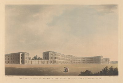 Perspektivutsikt over Crescent som nå reiser seg nær byen Birmingham av Francis Jukes
