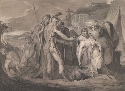Kong Lear gråter over kroppen til Cordelia Shakespeare, King Lear, 5. akt, scene..., 1. august 1792. av Francis Legat