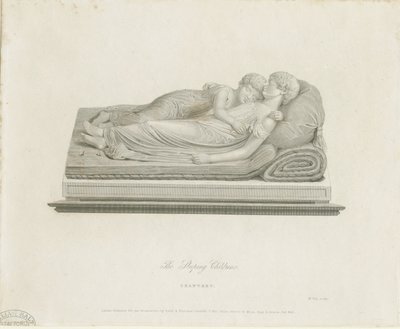 Lichfield Cathedral - "The Sleeping Children": gravering og [1800-tallet] av Francis Legatt Chantrey