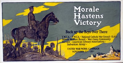 Moralen fremskynder Victory - Back up the Boys over there United War Work Campaign, 11. - 18. november, pub. 1918 av Francis Luis Mora