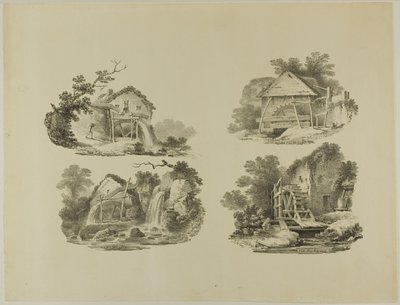Mill Wheels nær Abergele, Denbigh, Whitby, Richmond av Francis Nicholson