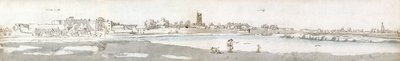 Cardiff i 1678 (akvarell og brunt blekk på papir) av Francis Place