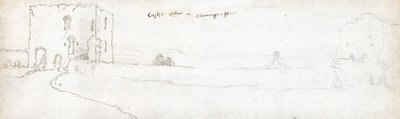 Cardiff i 1678 (akvarell og brunt blekk på papir) av Francis Place