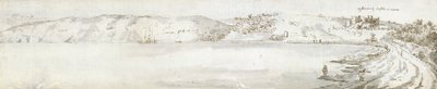 Oystermouth Castle, ca. 1678 (akvarell og brunt blekk på papir) av Francis Place