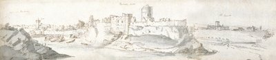 Pembroke Castle, ca. 1678 (akvarell og brunt blekk på papir) av Francis Place