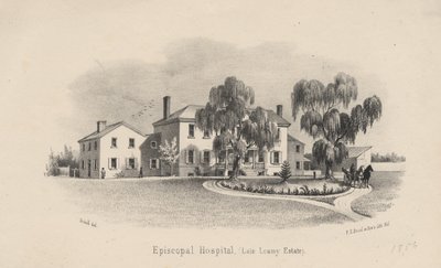 Episcopal Hospital, litho av P.S. Duval und Son, 1856 av Francis Schell