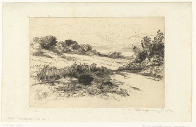 Kupert landskap ved Swanage Vindmøllebakken av Francis Seymour Haden (Sir) (signed by artist)