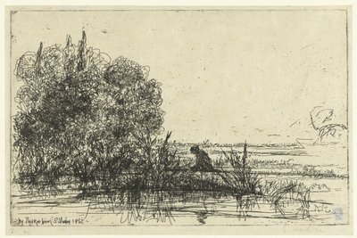 Twickenham aan de temaer Twickenham kirke Av Twickenham (tittel på objekt) av Francis Seymour Haden (Sir) (signed by artist)