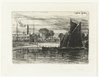 West London Roing Club The Feathers Tavern av Francis Seymour Haden (Sir) (signed by artist)