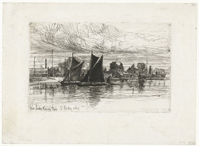 West London Rowing Club (tittel på objekt) av Francis Seymour Haden (Sir) (signed by artist)
