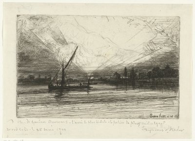 Solnedgang på Themsen Solnedgang på Themsen av Francis Seymour Haden (Sir) (signed by artist)