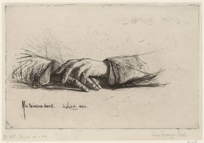 Rustende hånden hendene foldet etsestudier (serietittel) av Francis Seymour Haden (Sir)