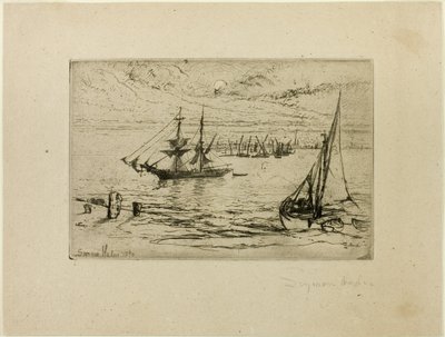 En brigg ved anker av Francis Seymour Haden