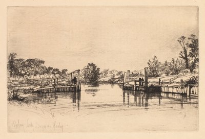 Egham Lock, 1859. av Francis Seymour Haden