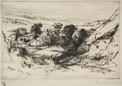 Nine Barrow Down, 1877. av Francis Seymour Haden