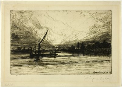 Solnedgang på Themsen av Francis Seymour Haden