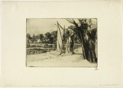 Thames Ditton-med et seil av Francis Seymour Haden