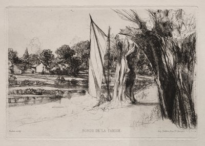 Thames Ditton - With a Sail av Francis Seymour Haden