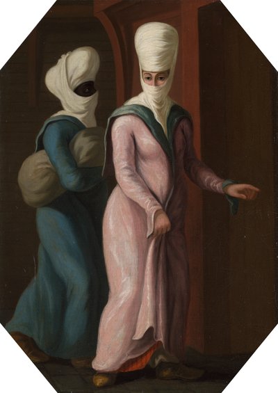 En tyrkisk dame som går i badet med slaven sin av Francis Smith