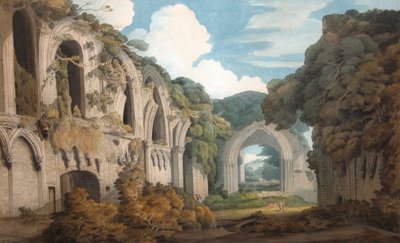 En utsikt over Glastonbury Abbey av Francis Towne