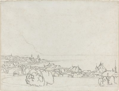En utsikt over Vevey med La Tour de Peilz i det fjerne av Francis Towne